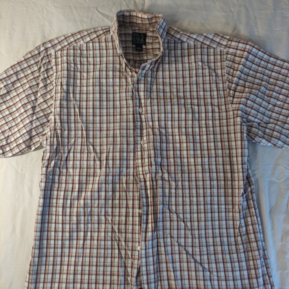 Jos A Bank Medium Plaid Cotton Shirt